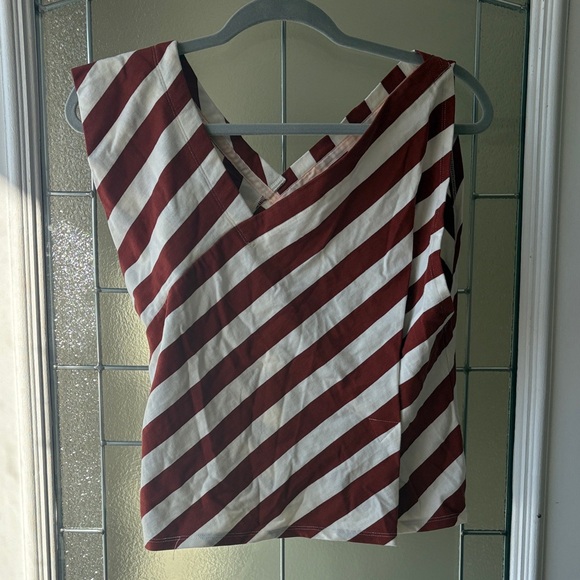 Anthropologie Tops - Anthropologie Diagonal Striped Red and White Tank Top